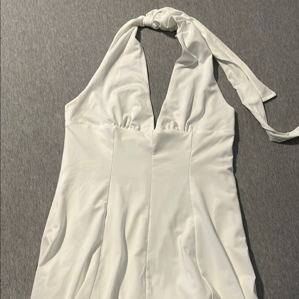 Elegant White Halter Dress